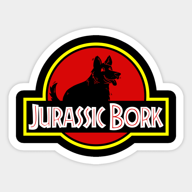 Jurassic Bork Sticker by dumbshirts